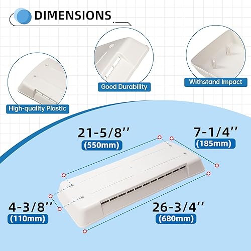 Miniatura 2 de HECASA Cubierta de ventilación para refrigerador RV compatible con tapas de repuesto directas Dometic Ventiladores universales modelo 65528