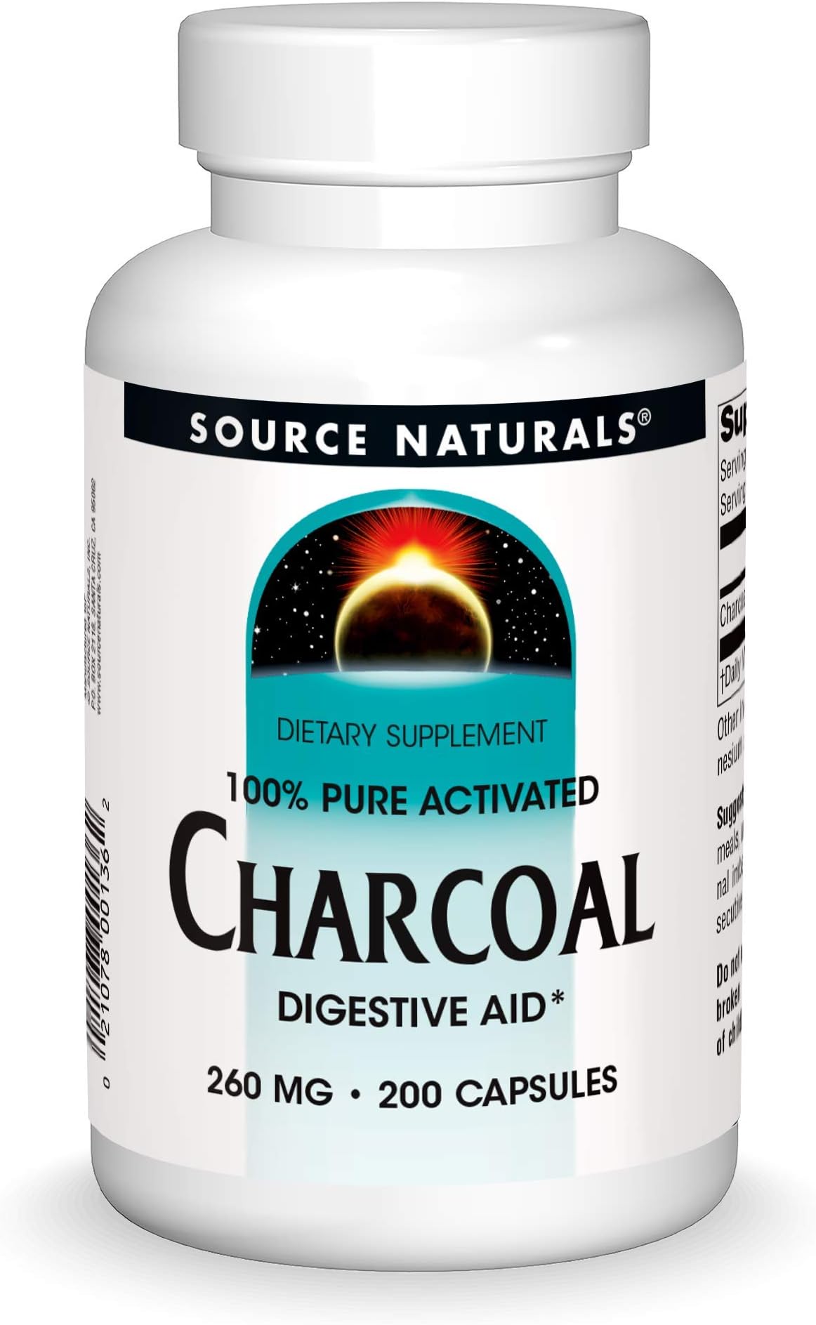 Source Naturals Charcoal - 100% Pure Activated, Digestive Aid - 200 Capsules