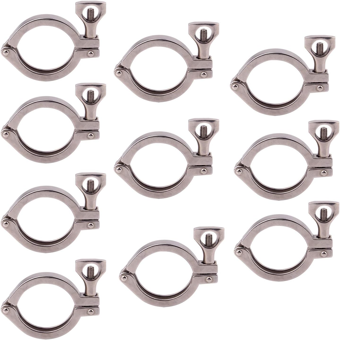 DERNORD Stainless Steel 304 Single Pin Heavy Duty Tri Clamp with Wing Nut for Ferrule TC 2'' (Pack of 10)