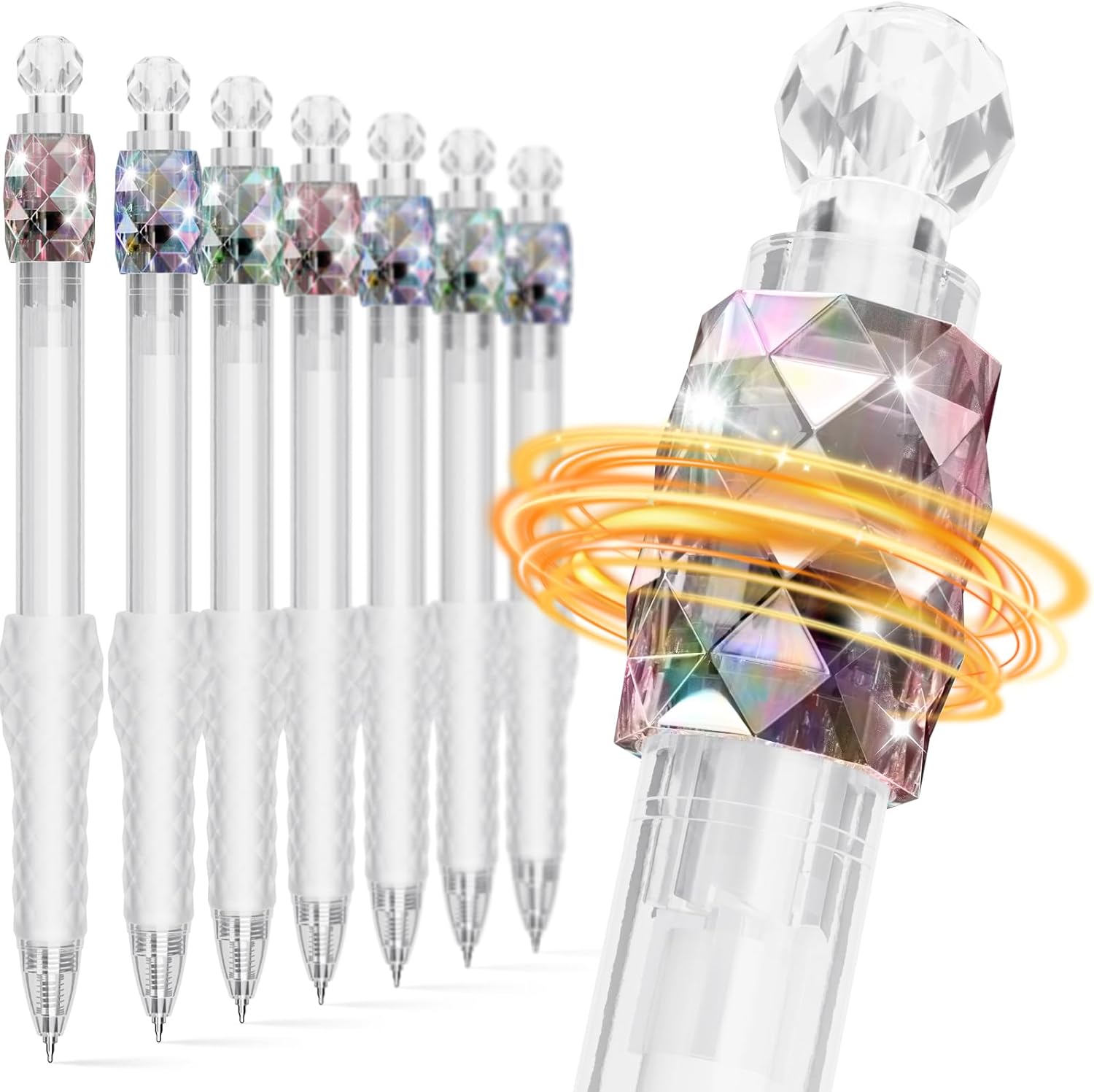 8 Pcs Gel Pens – 0.7mm Fidget Rotating Black Ink Fine Point Smooth Writing – Soft Grip Quick-dry Gel Pens for Journaling, Cute School & Office Supplies for Women Men