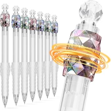 8 Pack Gel Pens - 0.7mm Fidget Rotating Black Ink, No Smudge