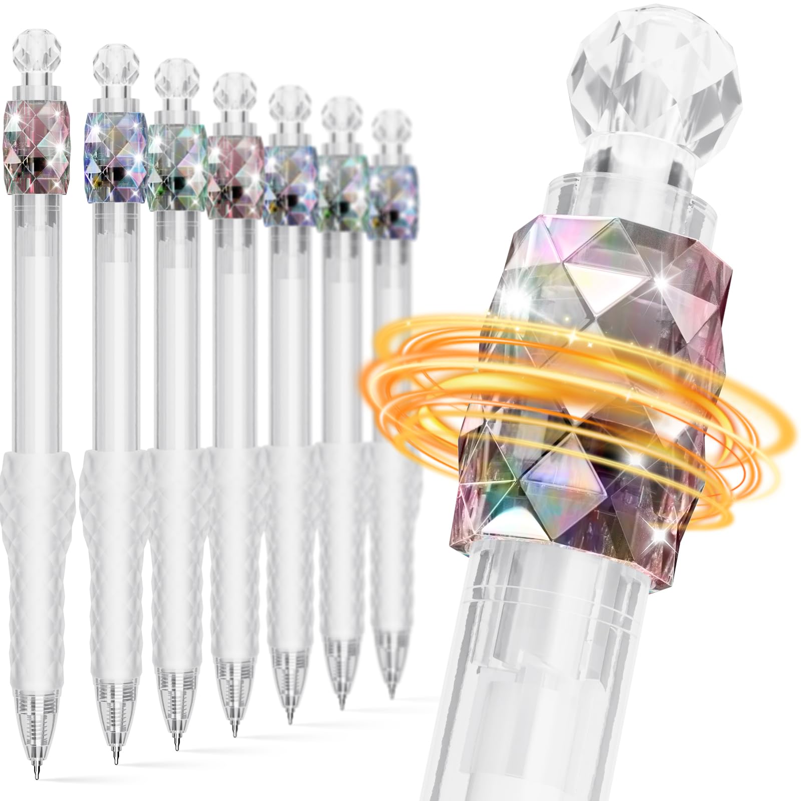 8 Pcs Gel Pens - 0 7mm Fidget Rotating Black Ink Fine Point Smooth Writing - Soft Grip