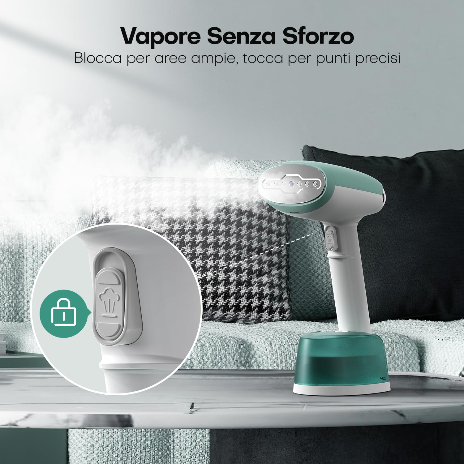 AROEVE Ferro da Stiro Verticale 1500W, Stiratore Verticale con Serbatoio 365ml, 2 Modalità Vapore, Vapore Continuo 30 g/min, Portatile per Casa