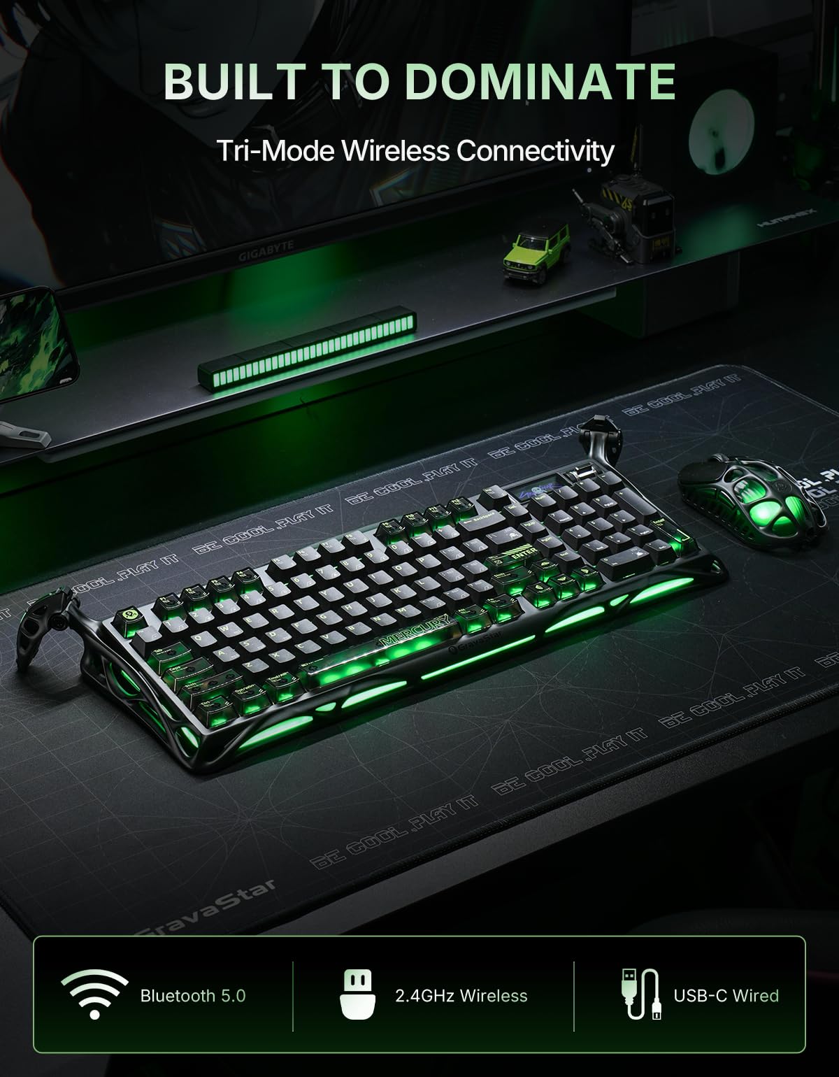 GravaStar Teclado mecánico para juegos K98 Pro 8K, diseño del 98%, negro