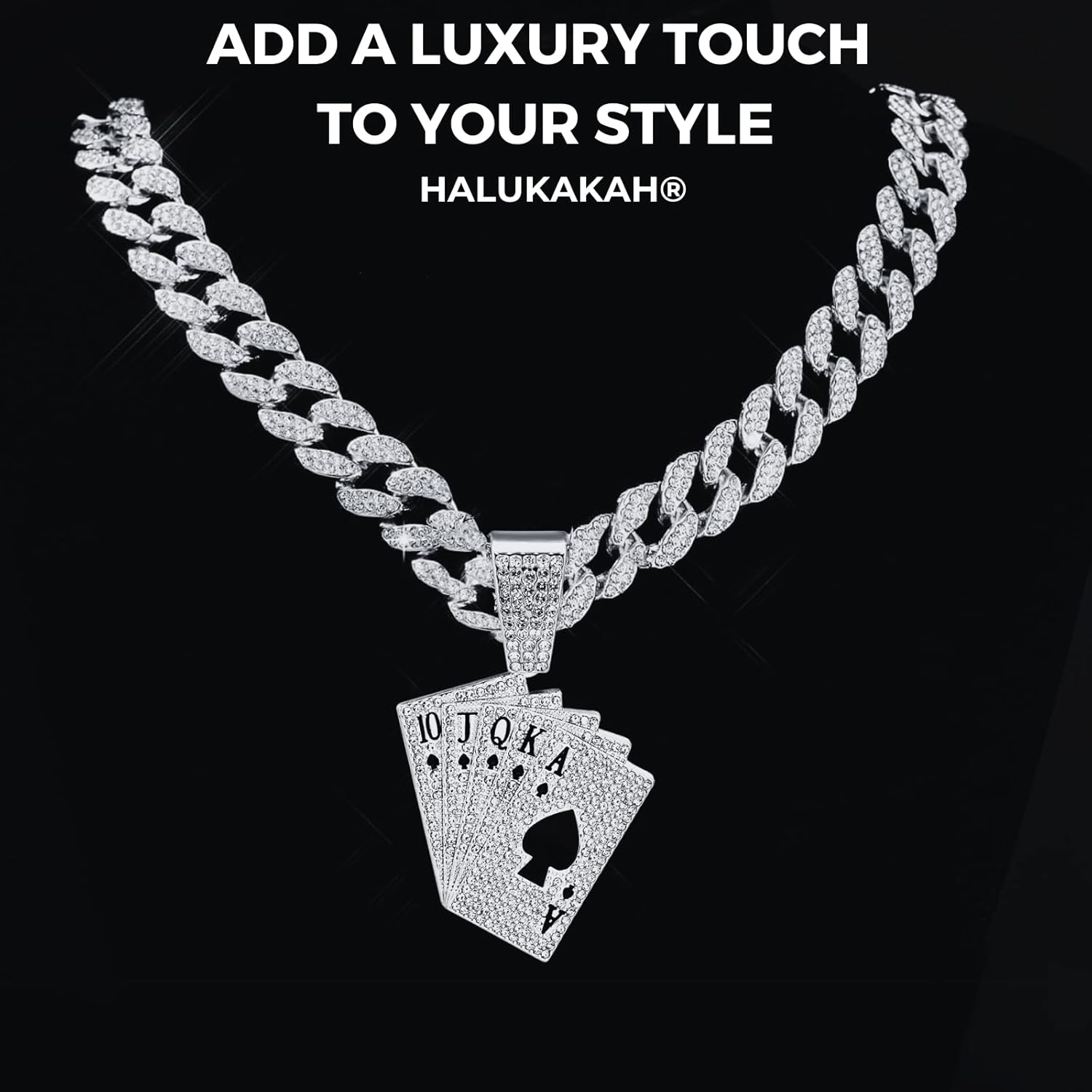 HALUKAKAH Collana Pendente Croce Per Ragazzi Bambini Adolescenti, 1,0ct Diamanti Coltivati In Laboratorio,Placcato In Oro Bianco Platino,Argento