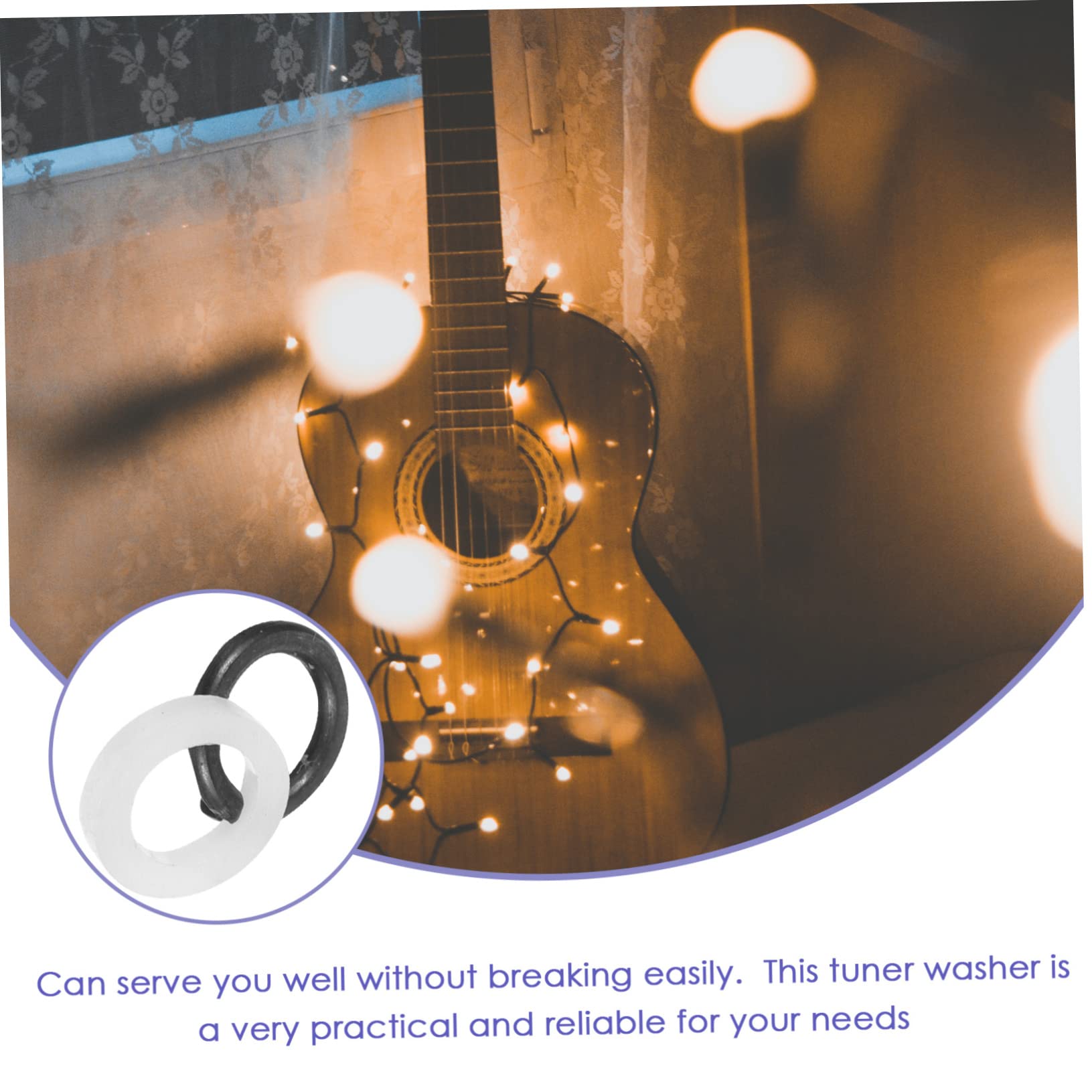 SWOOMEY 24pcs Tool Tuning Machine Gasket Guitar peg Tuner Washer Plastic Hook up Tuner Washer Key Electric Guitar Accessories knob bass Accessories Metal Stuff Ukulele