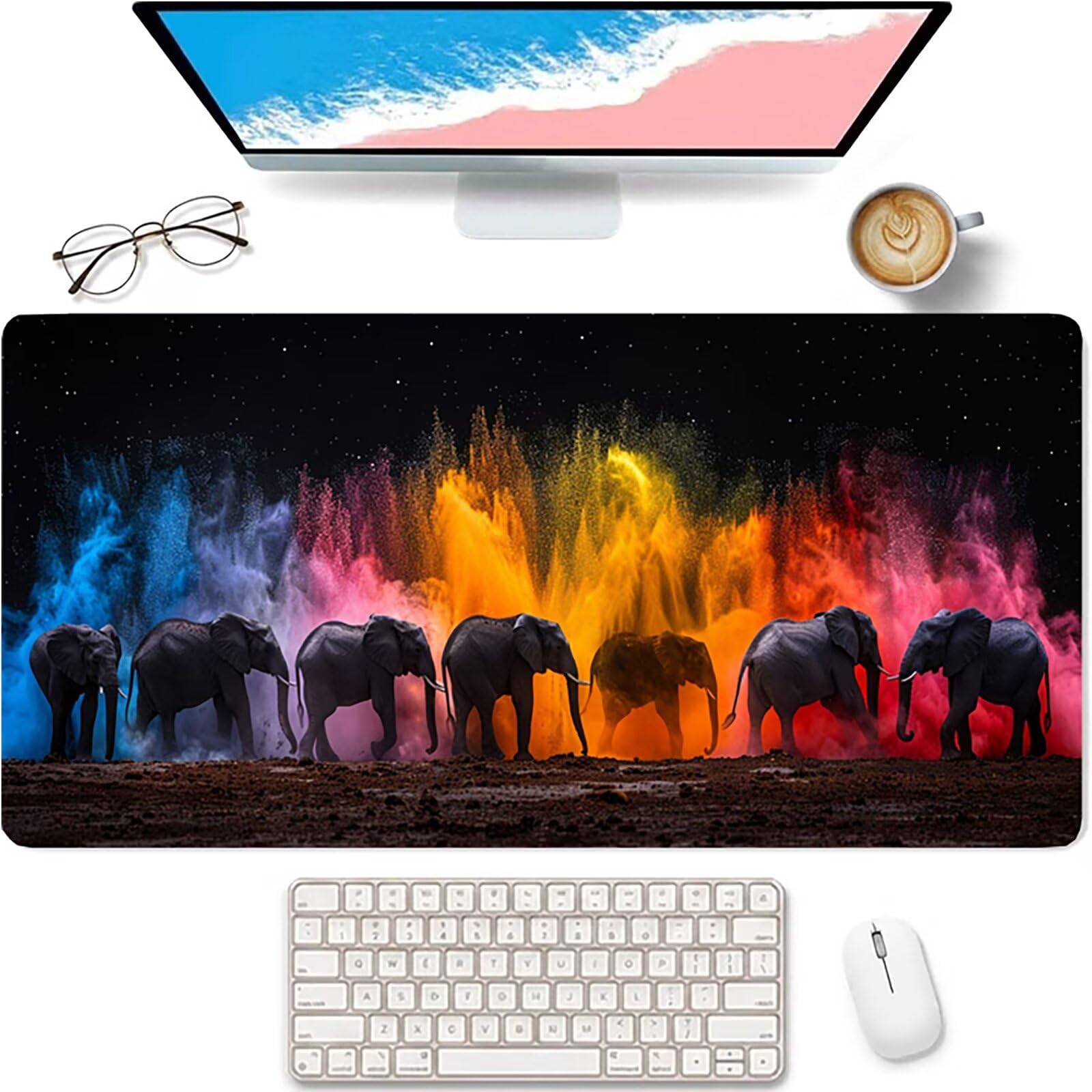 Negro Alfombrilla Ratón XXL 1600x800x3mm, Elefante Mouse Pad B-4937 | Alfombrilla Ratón Gaming Mejora la Precisión y la Velocidad, Alfombrilla Escritorio para Jugadores de PC, Oficina