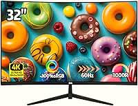 ZZA Monitor curvo UHD 4K de 32 polegadas (3840 x 2160), VA, taxa de atualização de 60 Hz, 100% sRGB, sincronização adaptável, ângulo de visão de 178°, HDMI/DisplayPort, compatível com montagem VESA