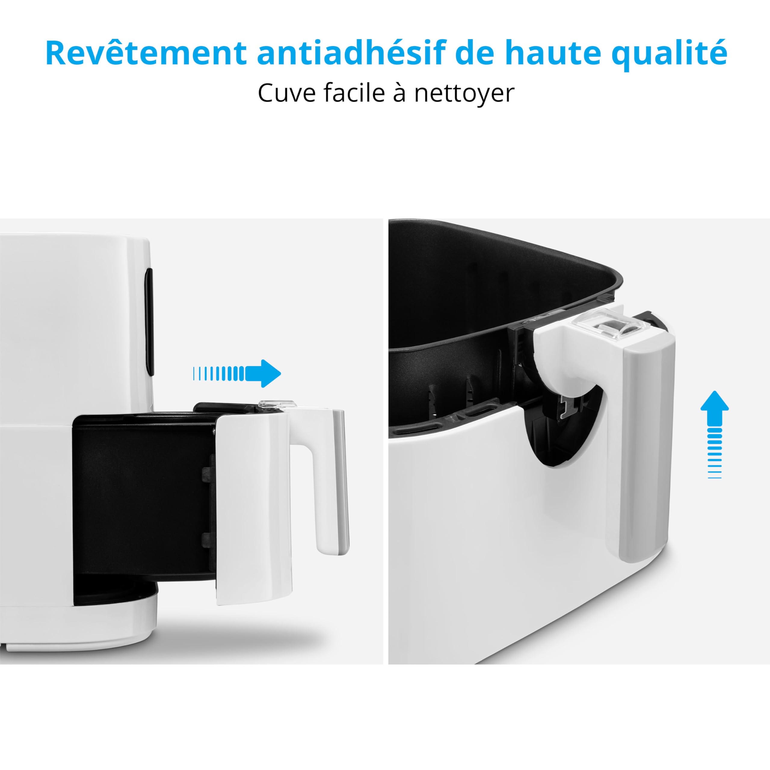 MEDION E40 XL Friteuse à air chaud (panier à friture XXL de 5,3 litres, 2 150 watts, 9 programmes automatiques, fonction cuisson, friture sans huile, panneau de commande tactile, affichage LED) blanc