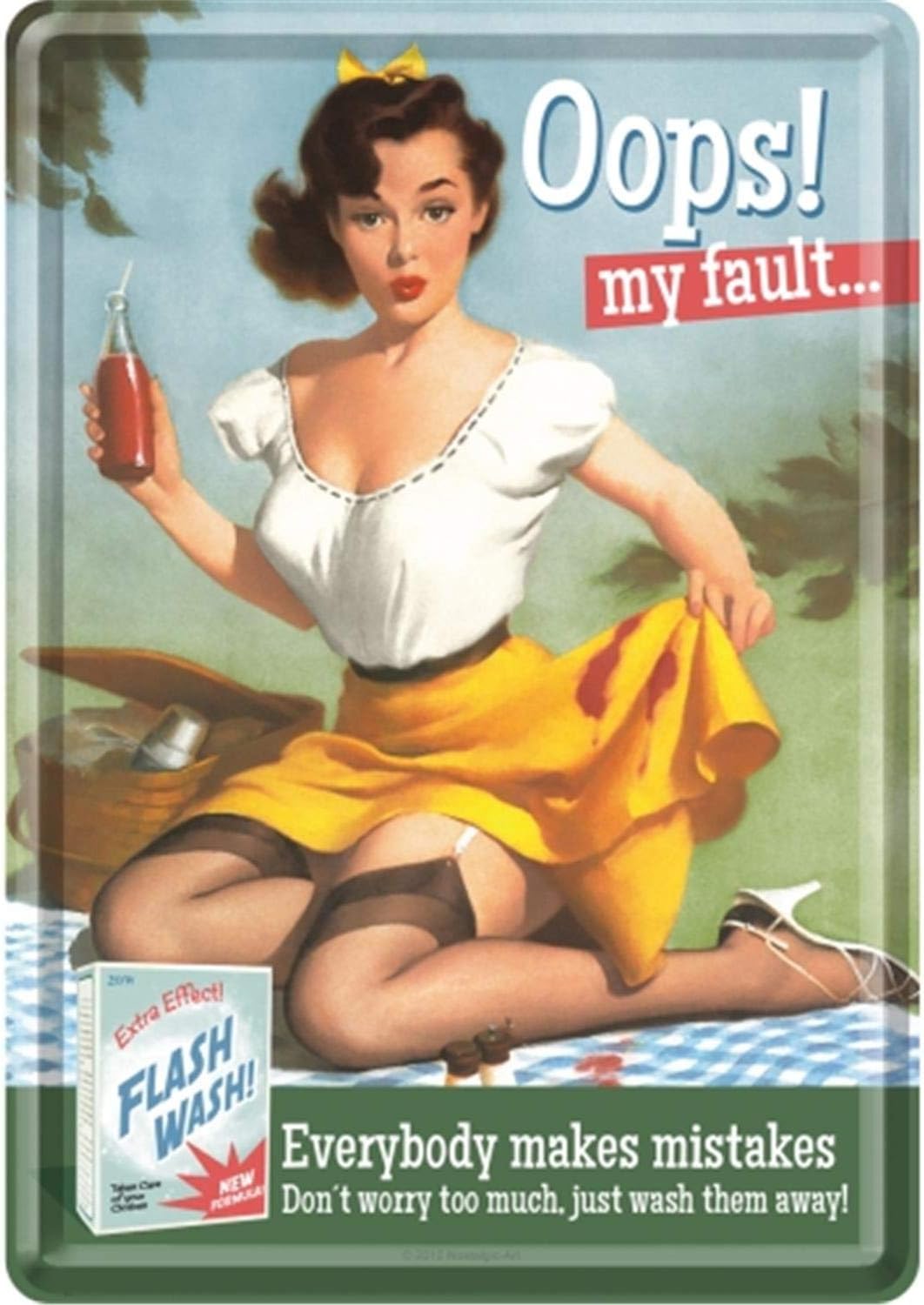 Nostalgic Art 10189 Say it 50's Oops! My Fault!, Blechpostkarte, 10 x 14 cm