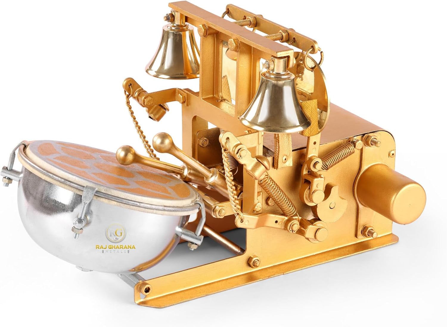 Metal Automatic Aarti Machine for Home - Small Arti Machine for House Temple - Atri Machine with Drum, Bells with Adjustable Arti Tempo/Rhythm - Ideal Gift for All Occasion, Gold