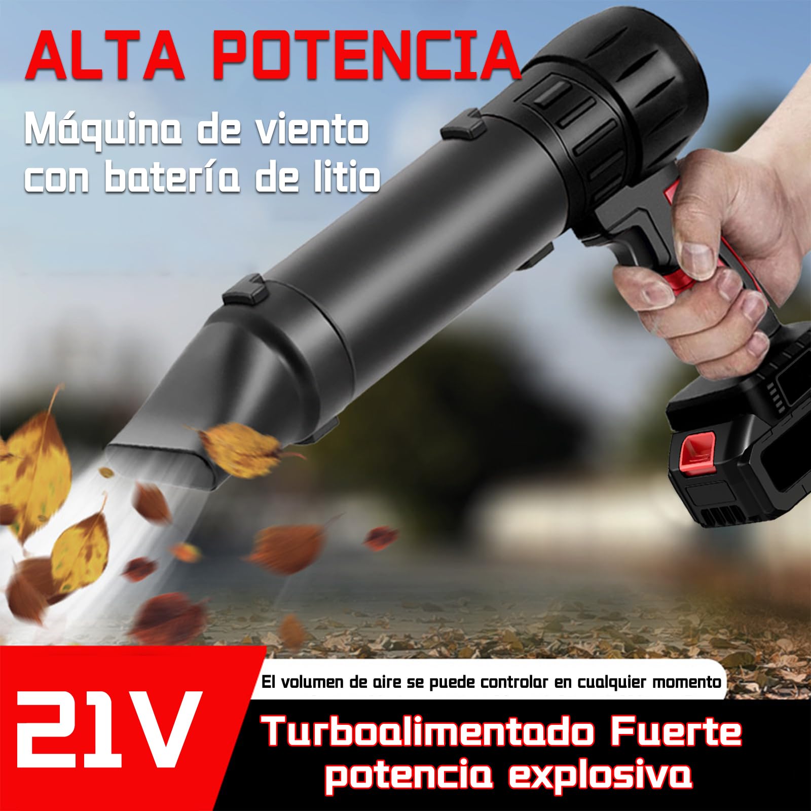 Portatile Soffiatore A Batteria Potente For Foglie, 800W 35000RPM Turbo Soffiatore Foglie Elettrico Senza Fili Con 21V 1300mAh Batterie, 3 Ugelli, Mini Soffiatori Per Foglie, Neve, Polvere E Detriti