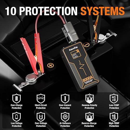 Miniatura 4 de Arrancador portátil para automóvil 8000A, amplificador de arranque en frío 960 de 12 V con pantalla inteligente, arranque de fuerza, para motores de