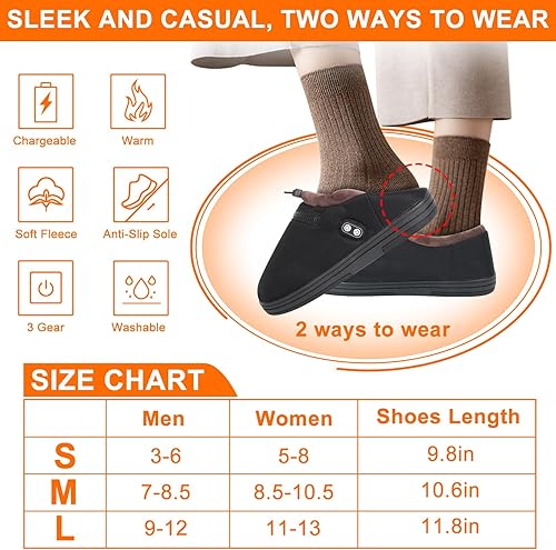 Vista 6 de RTDEP Foot Warmer, Electric Foot Warmer with 5000mAh Battery, Heated Slippers Women Men, Heated Foot Warmer with Smart Dual Independent Switch Negro