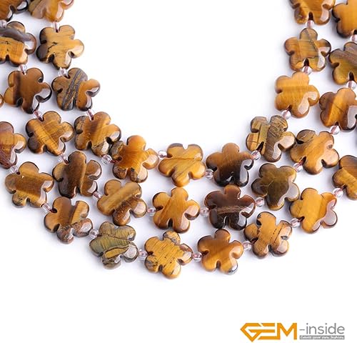 Miniatura 4 de GEM-Inside - Cuentas sueltas de ojo de tigre, cuentas sueltas naturales genuinas de 0.59 pulgadas con forma de flor de energía para fabricación de
