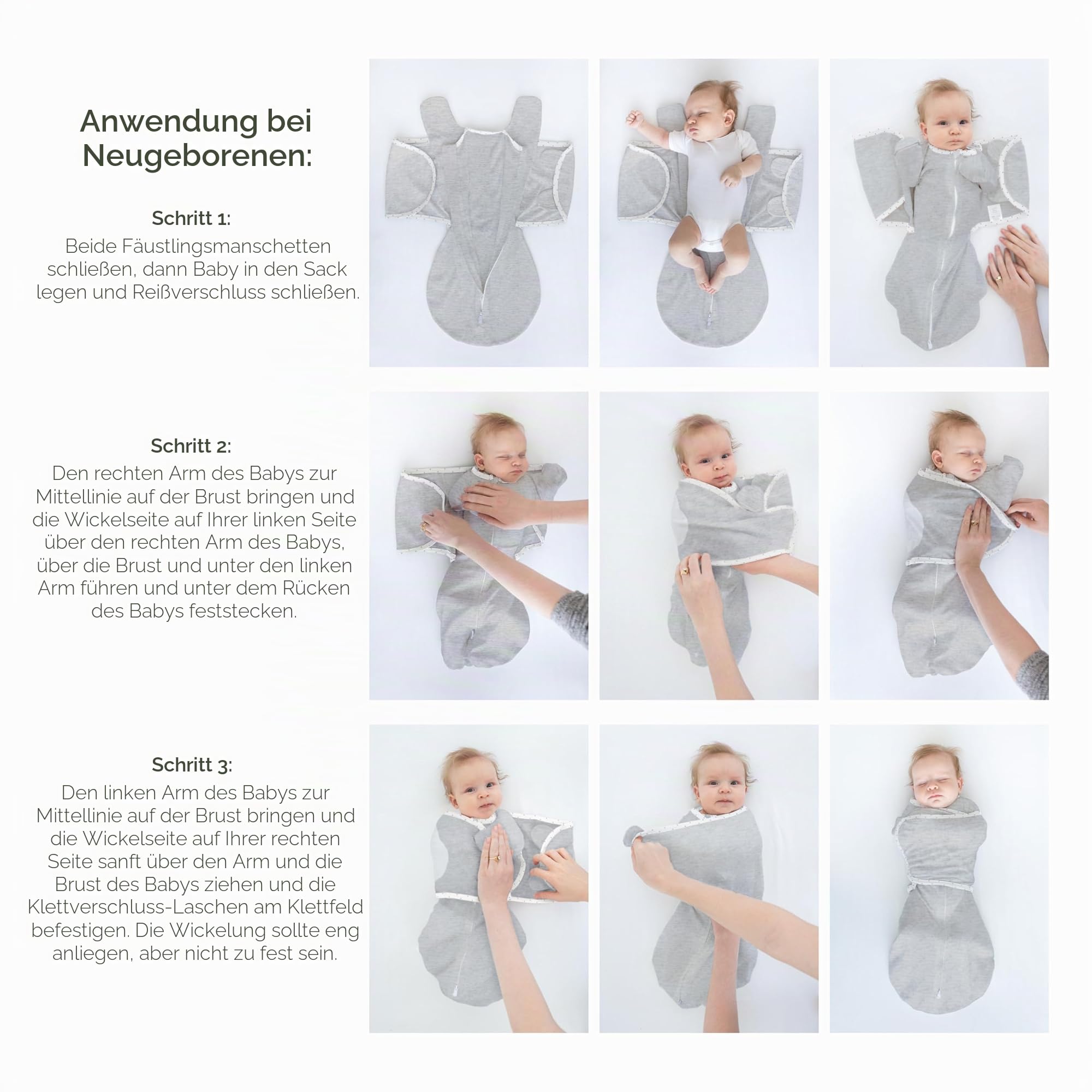 Amazing Baby 6-in-1 Omni Pucksack Baby, Pucktuch & Puckschlafsack 0–3 Monate, Baby Schlafsack für Neugeborene mit Arme-nach-Oben-Ärmeln, Small (2.7-6.4 kg), On Safari