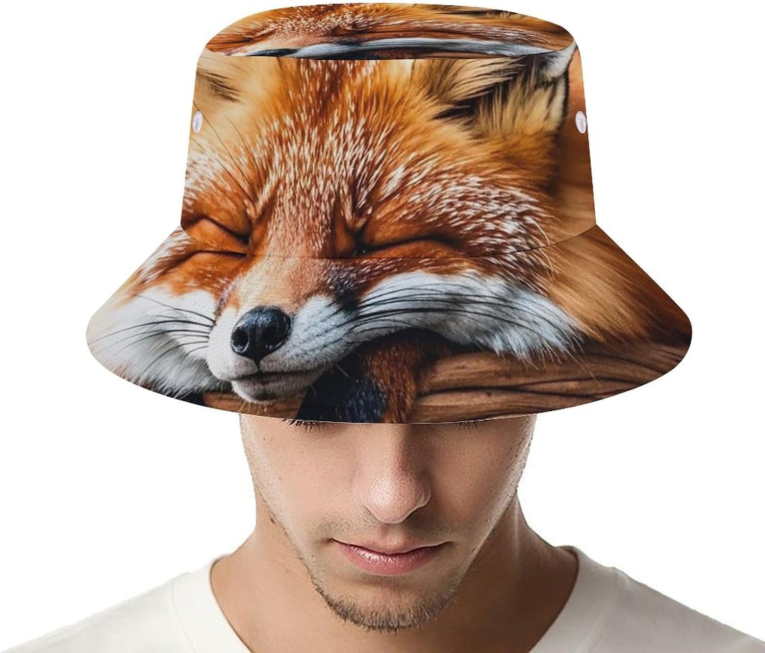 Funny Fox Creature Sleeping Bucket Hat Packable Sun Hats Travel Summer Beach Fisherman Cap for Women Men Teens