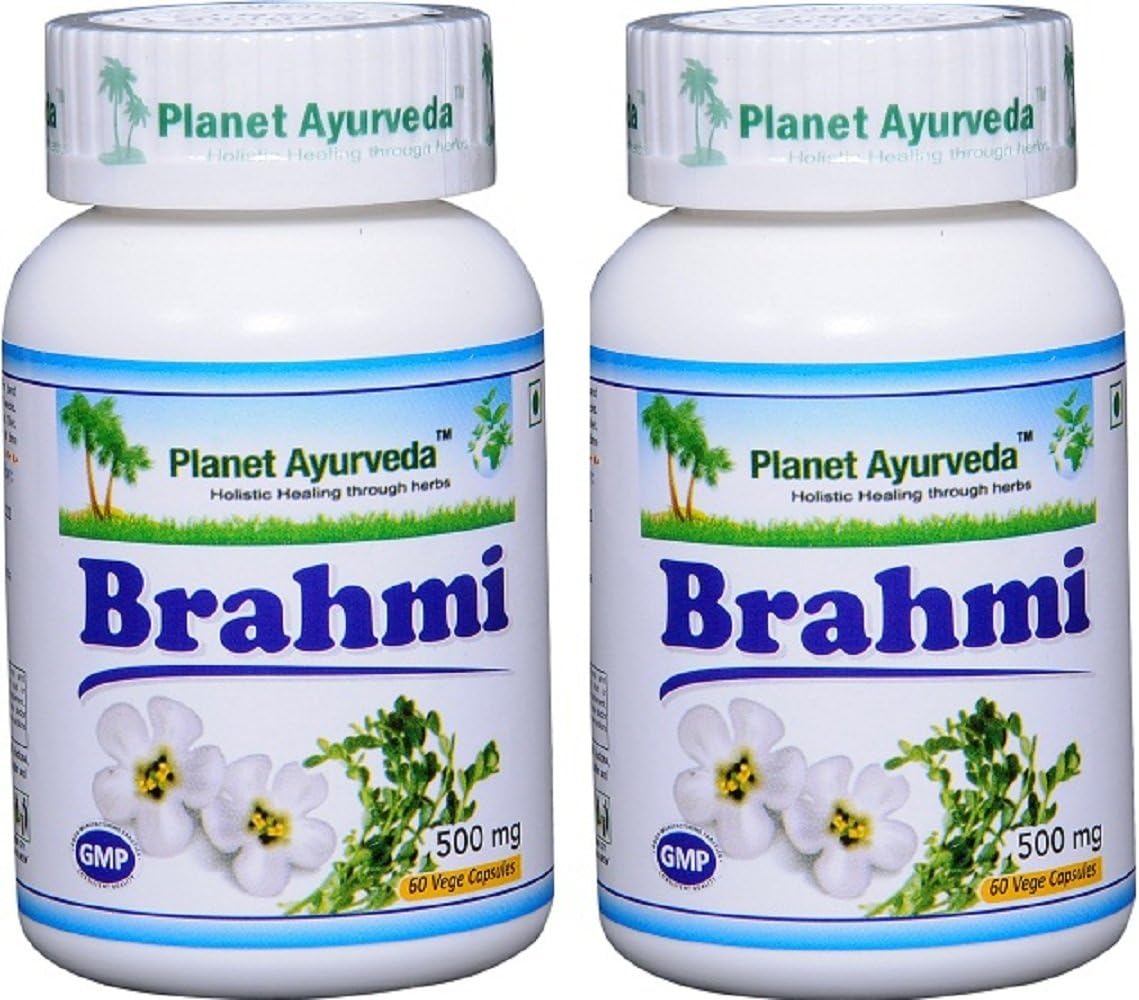 Planet Ayurveda Brahmi, 500mg Veg Capsules - 2 Bottles : Health & Household