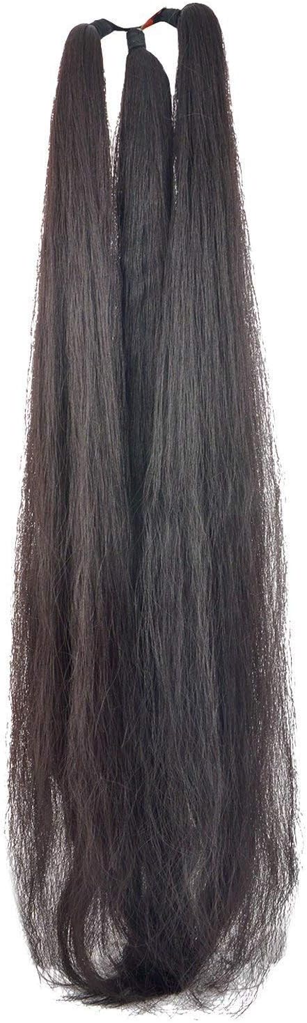 Artificial False Hair Nylon Hair Extension Natural black for Women and Girls, 30 Inches