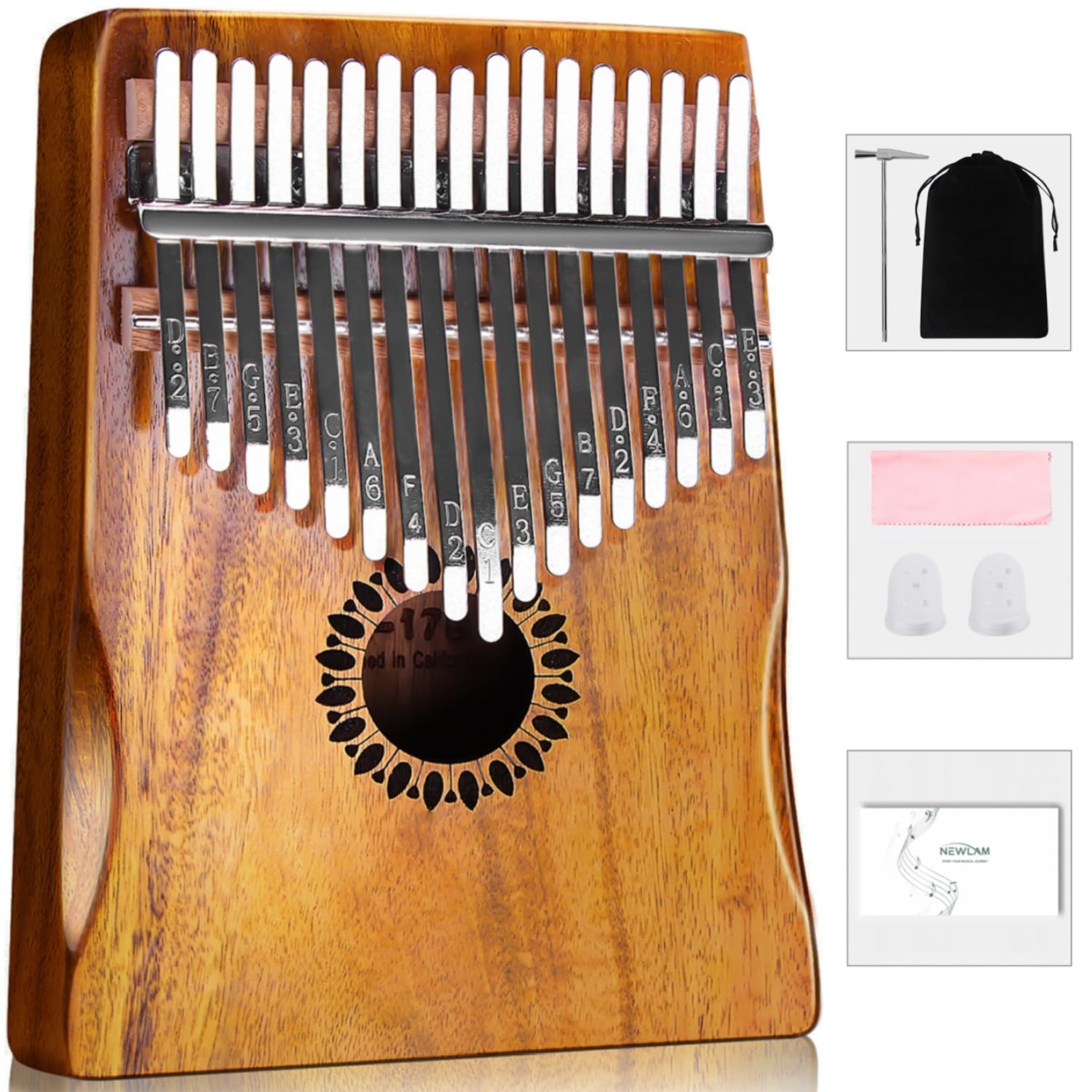 Kalimba Thumb Piano 17 Keys, Portable Mbira Finger Piano Gifts for Kids and Adults Beginners