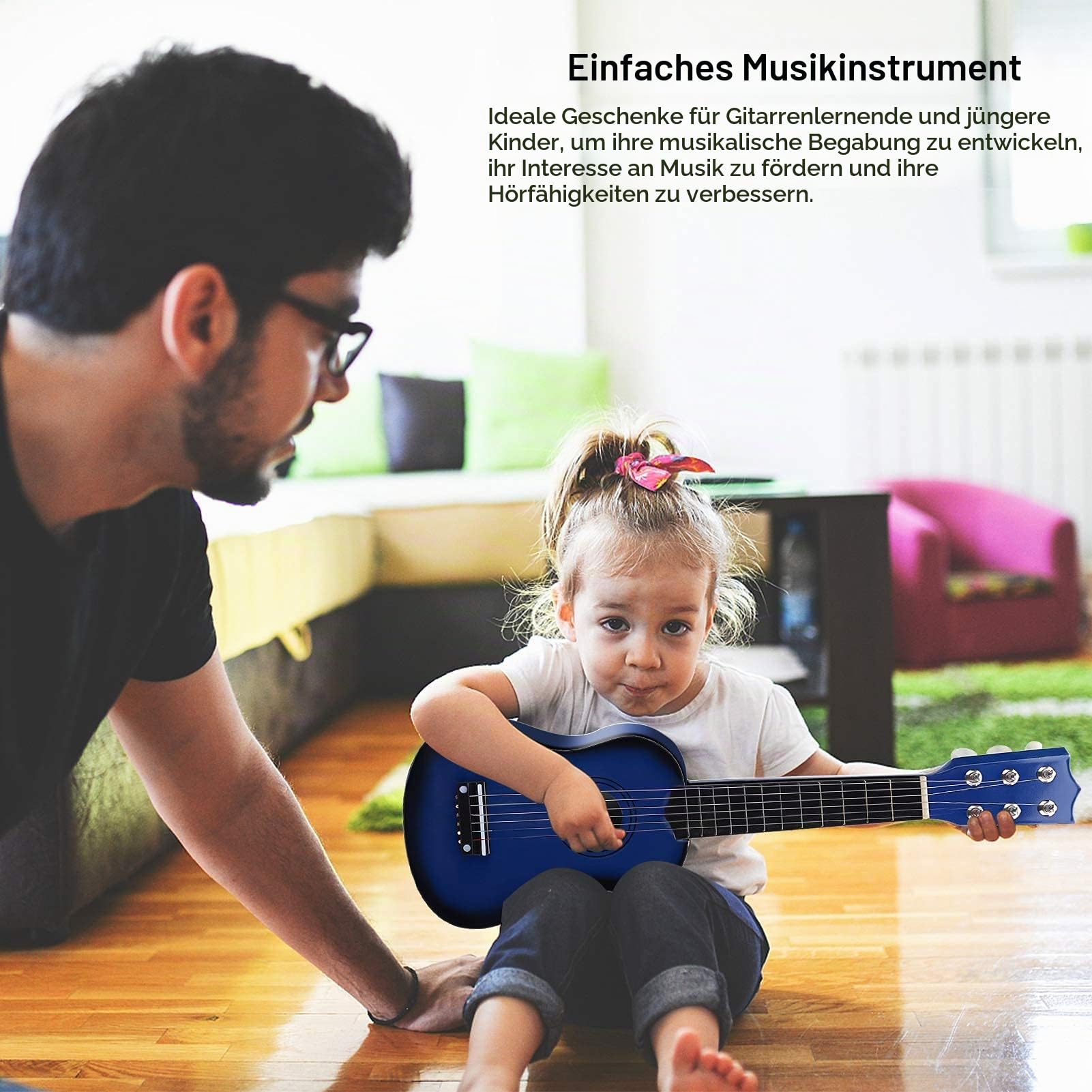 Ukulele 21 Zoll für Kinder Anfänger, 6 Saiten Konzertgitarre klassische akustische Gitarre Kinder Gitarre für Kinder Erwachsene Anfänger