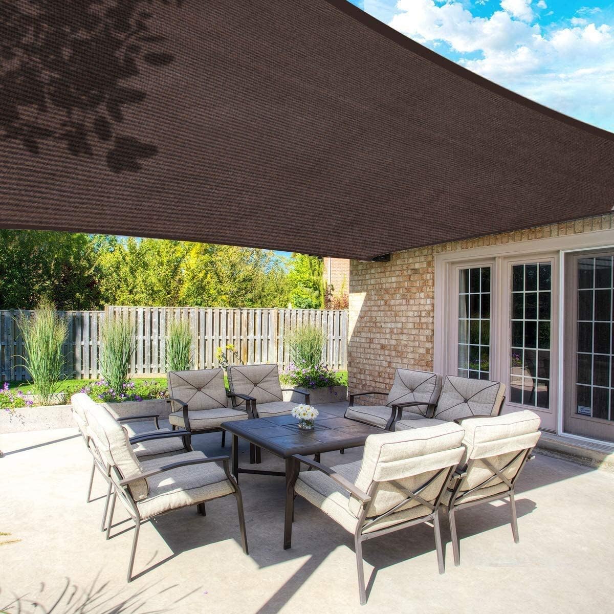 Rectangle Sun Shade Sail Canopy, 16' x 26' Patio Shade Cloth Outdoor Cover - Sunshade Fabric Awning Shelter for Pergola Backyard Garden Carport (Brown)