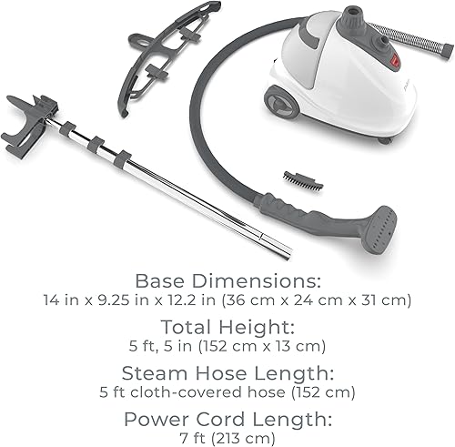 Miniatura 7 de Plancha a vapor con pie de ropa Colgador de alta potencia y cepillo para polvo de tela PureSteam XL