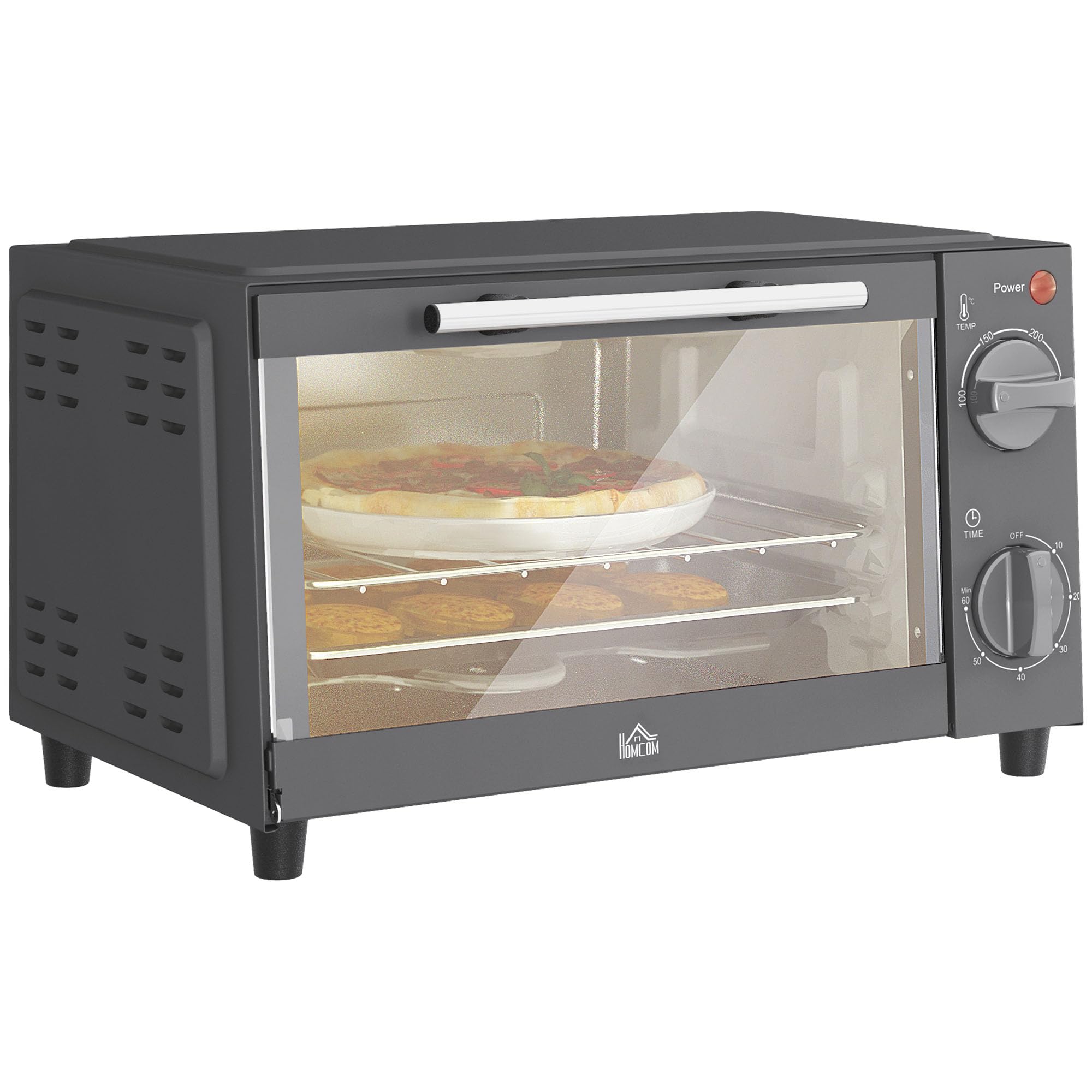 HOMCOM Mini Oven 9L - Countertop Electric Grill - 750W - Grey