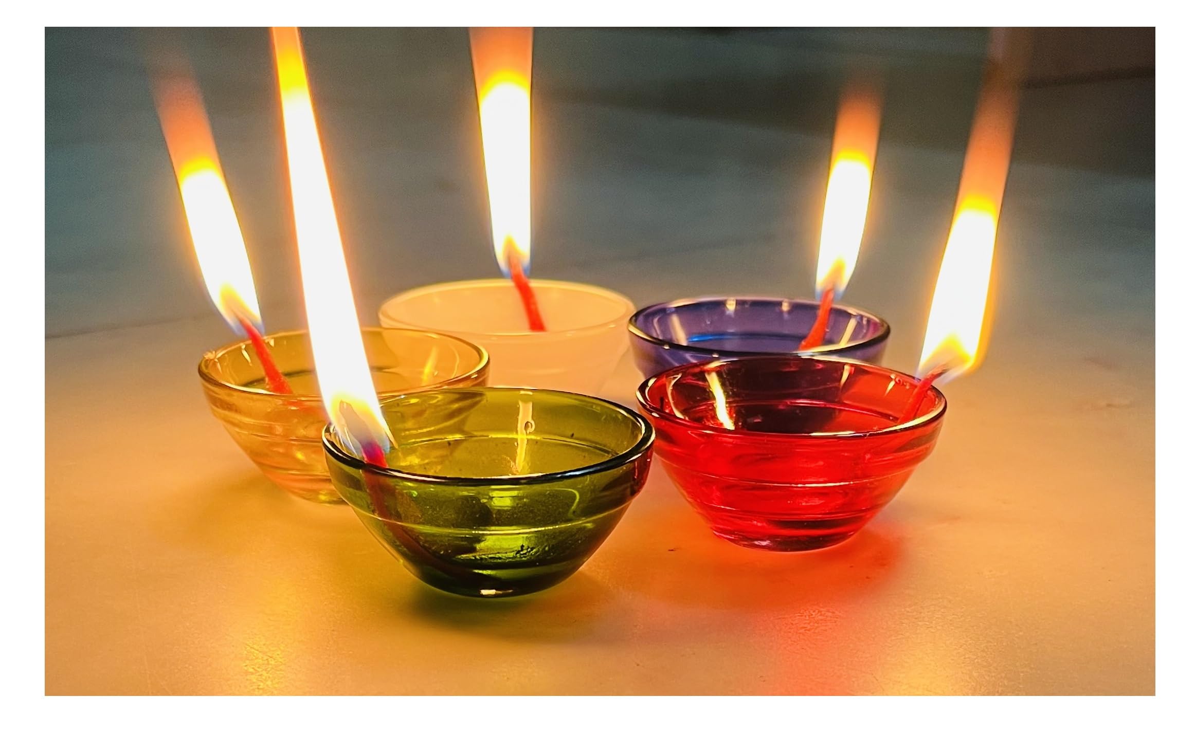 SPHINX Borosilicate Glass Diya for Candle Making, Pooja, Diwali, Home, Table, Rangoli Decorations - Eco-Friendly, Sustainable, 2.4 Inches/6 cm Diameter (Assorted Color Diya - 6 Pieces) (B0D8SRC7K1) Amazon Price History, Amazon Price Tracker