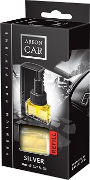 Areon Car Perfume - Vent Clip Car A/C Freshener REFILL ONLY - Silver Scent - 8 ml. 0.27 Fl Oz.