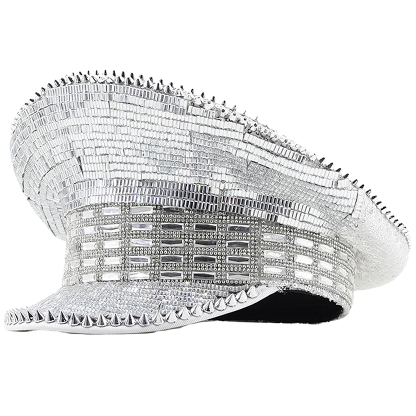 Morain Chapeau de mariée pour fête dansante Fedoras à paillettes pour festival de musique - Casquette de costume avec rivets cloutés - Accessoires de scène