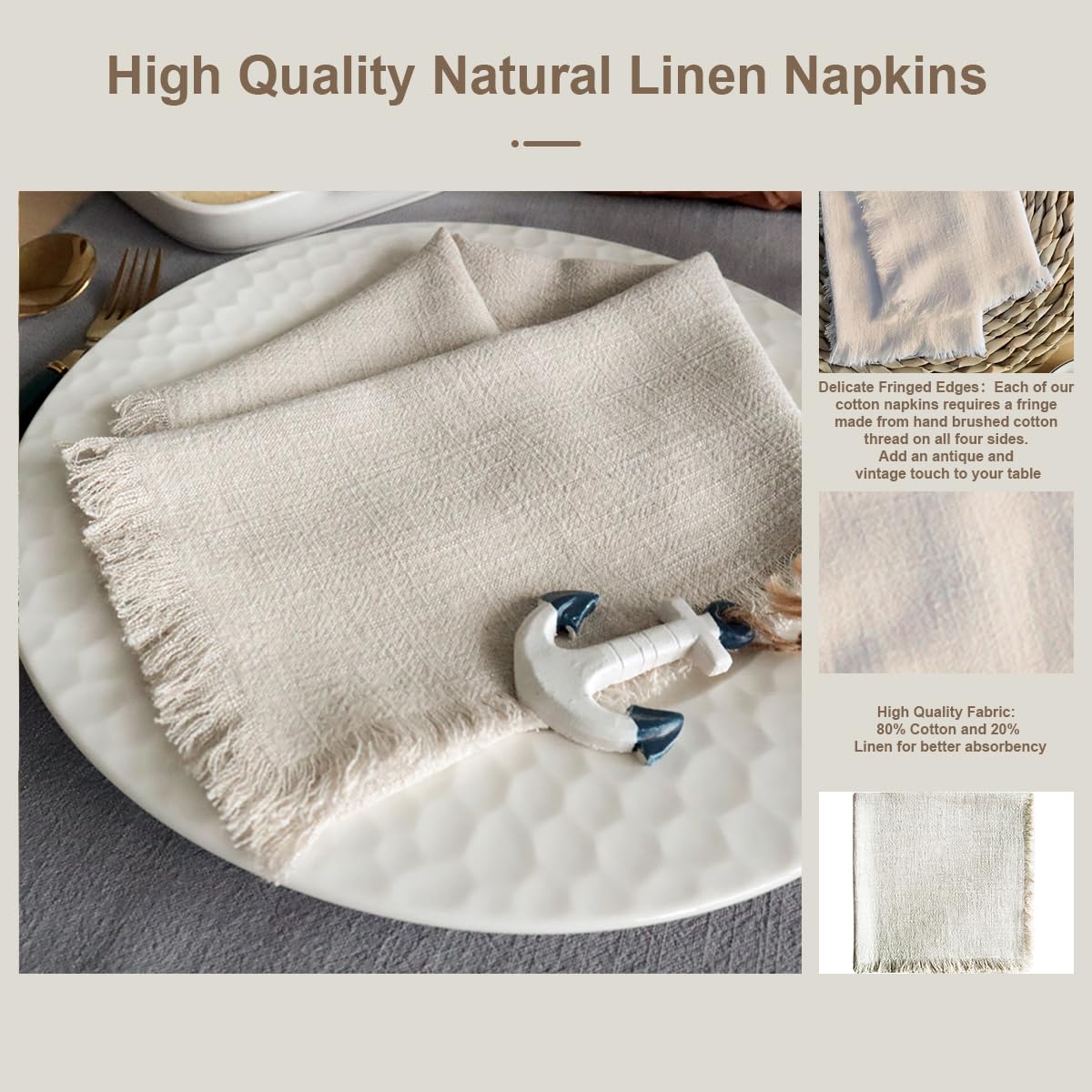 Matoen12 Serviettes En Gaze Style Boho 20x20 Pouces Serviettes En Coton Serviettes De Table Rustiques Pour Mariage Fête