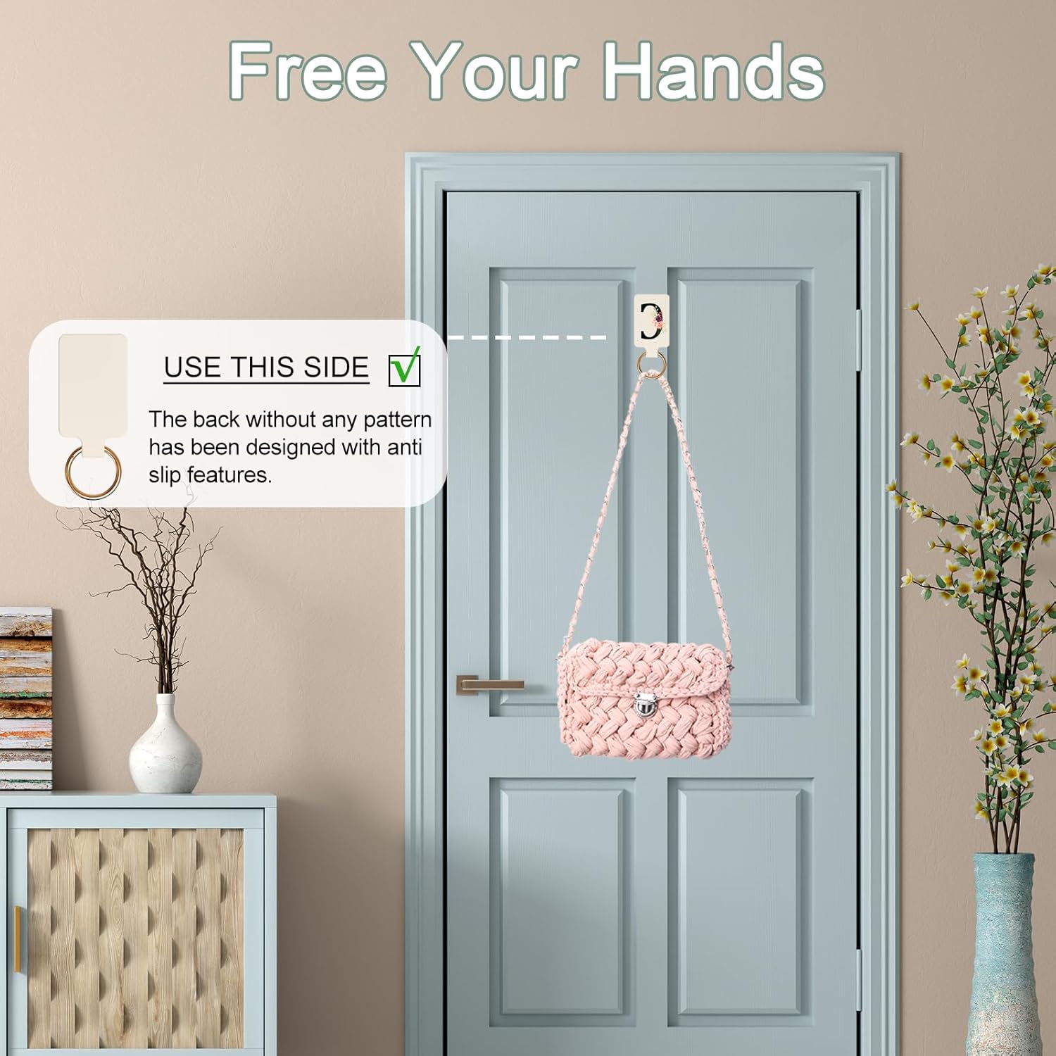 Letter A-Z Strong Magnetic Purse Holder Stylish Floral Design Handbag Hanger for Women Suitable for Table Tops Metal Wall Door Hinge Frame Shopping Cart Valentine's Day Gift Bag Charms - Image 7