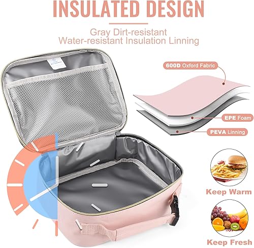 Miniatura 4 de Bolsa de almuerzo Genteen para mujeres, niñas y niños, lonchera aislada, lonchera reutilizable para la escuela, el trabajo, actividades al aire