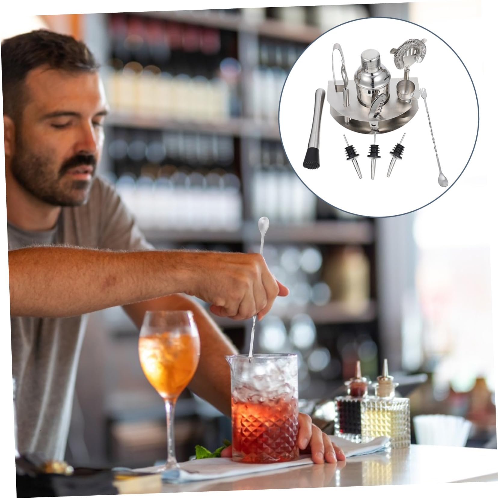 Ciieeo Kit Shaker Cocktail Acier Inoxydable Outil de Bar Polyvalent pour Maison Kit Complet pour Préparation de Cocktails