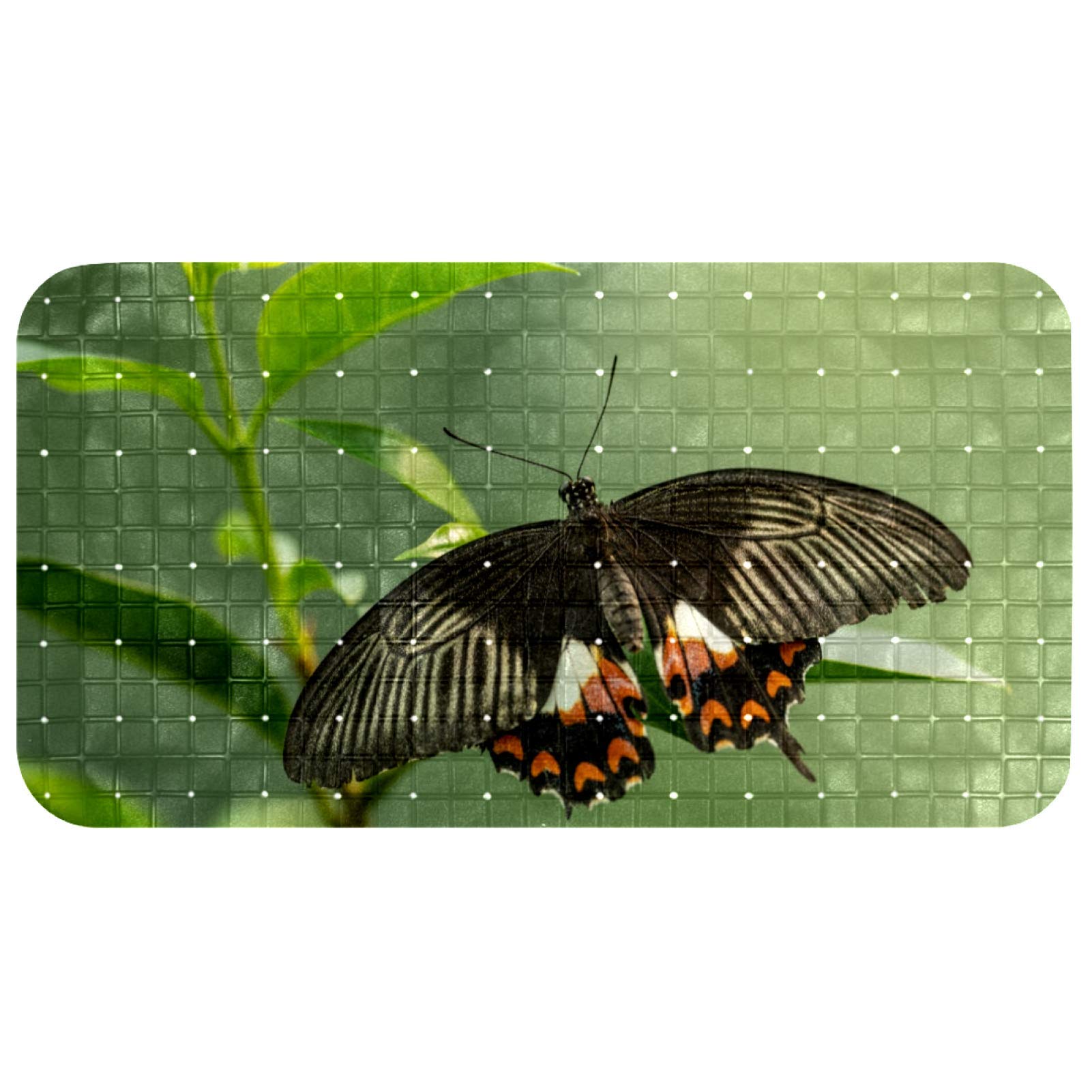 Alfombrilla de baño con mariposas coloridas de 14.7 x 26.9 pulgadas