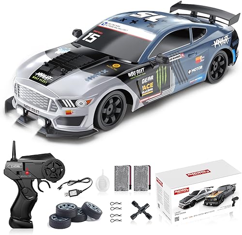 Auto a control remoto RC Drift Car escala 116 4WD 18KMH modelo vehículo de alta velocidad 24GHz con luces LED neumático de goma carreras de juguete