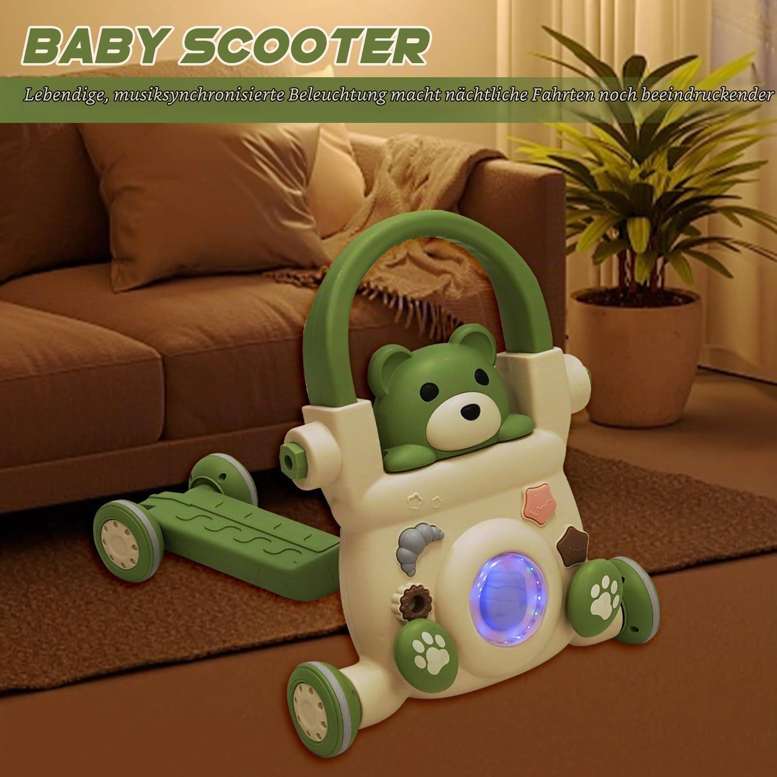 Baby Lauflernwagen 3 in1,mit Lichtern, Musik und Spielzeug,Regulierbarer Geschwindigkeit Baby Walker,Roller,Laufräder,Kann das Gewicht Erhöhen,Geschwindigkeit Für Babys ab 6 Monaten