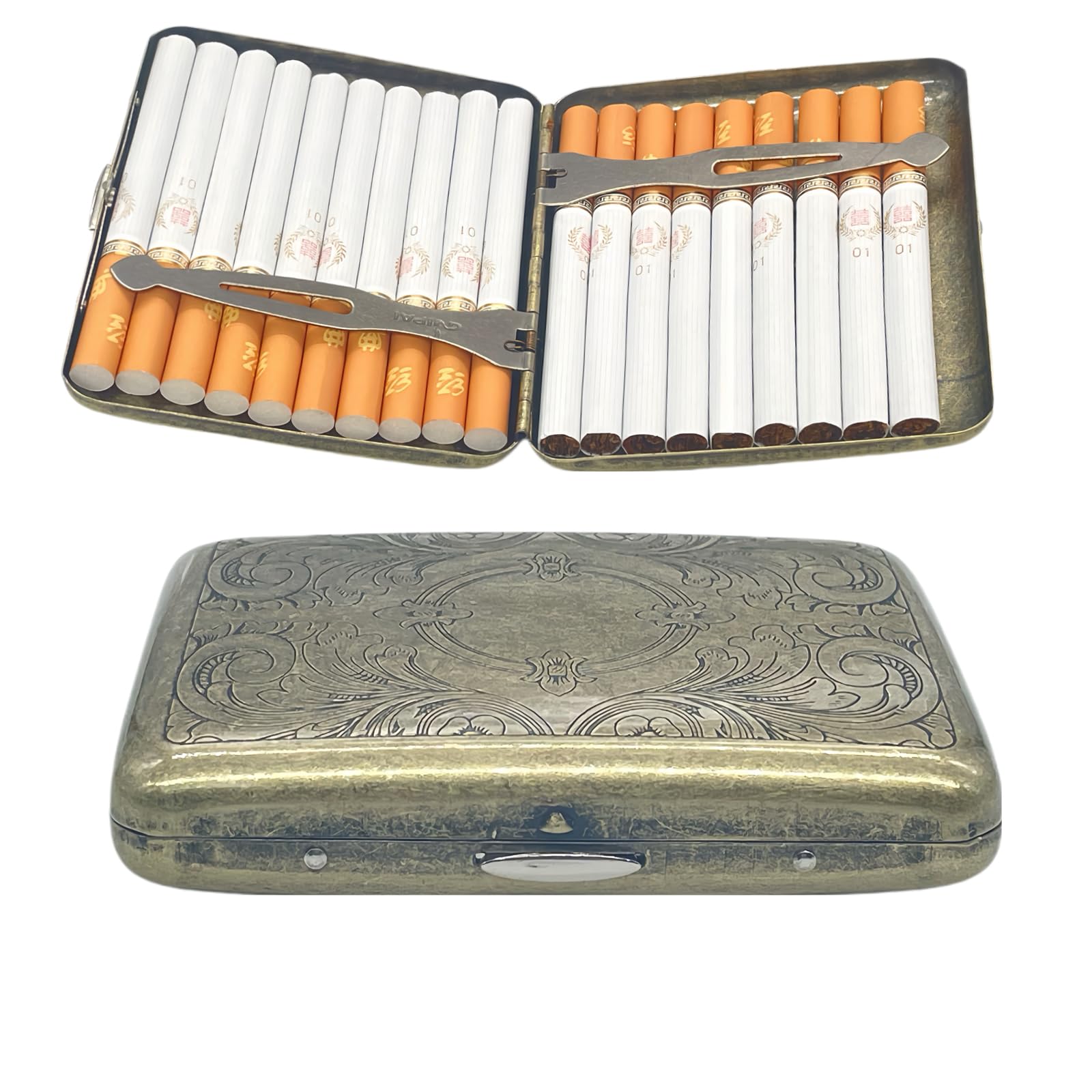 Amazon.com: Vintage Cigarette Case 20 Capacity Metal Tobacco