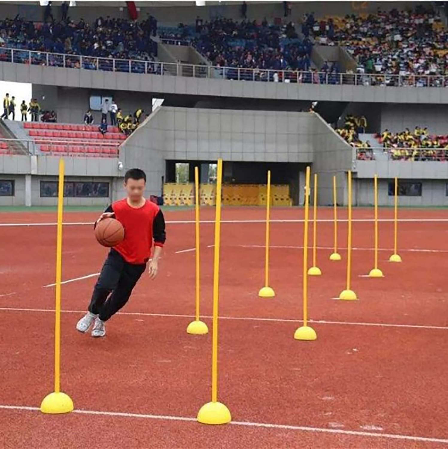 Soccer Agility Training Poles Football Sign Pole Water Injection Obstacle Marker Rod for Athletics Bounce Dribbling and Coordination 6pcs,Yellow,1.5m