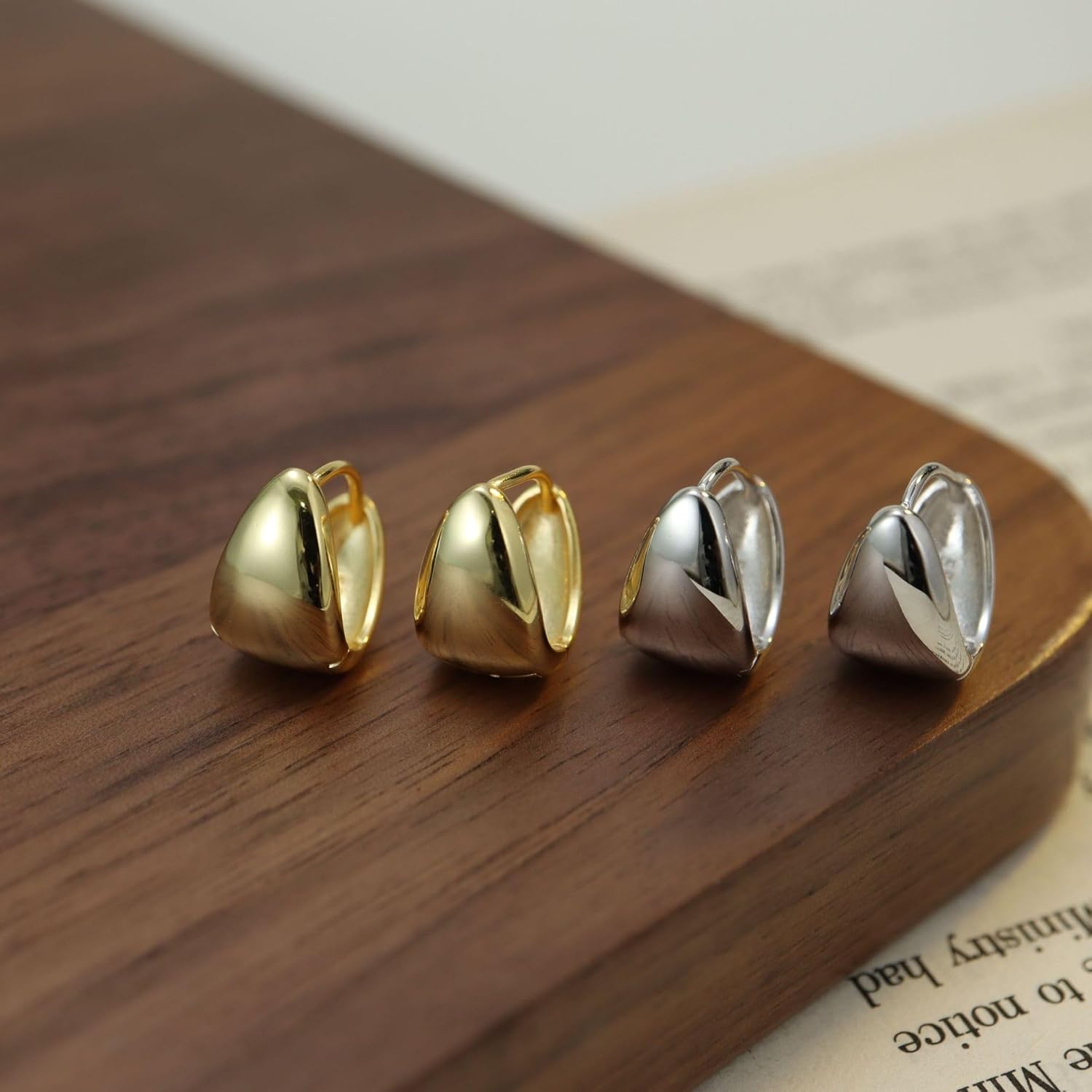 Gold/Silver S925 Sterling Silver Wide Huggie Hoop Earrings-Minimalist and Stylish Jewelery for Women Hypoallergenic and lightweight