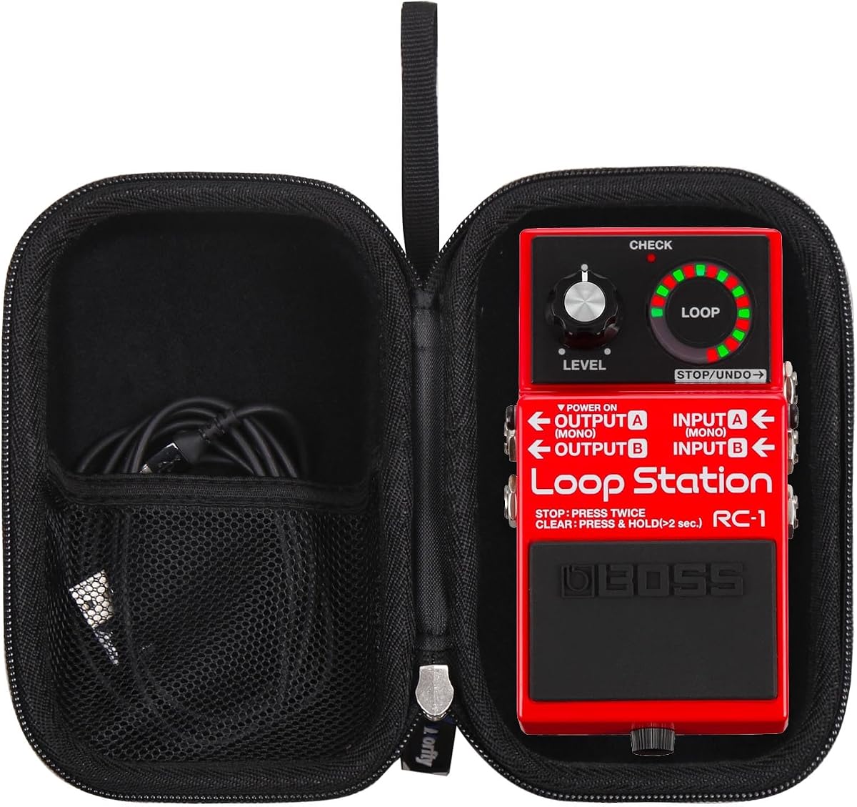 Estuche rígido para pedales de efectos de tamaño estándar Boss, bolsa compatible con pedal afinador cromático Boss RC-1/DS-1/TU-3/CH-1/CS-3/NS-2 - Caja de almacenamiento de viaje dura (negro)