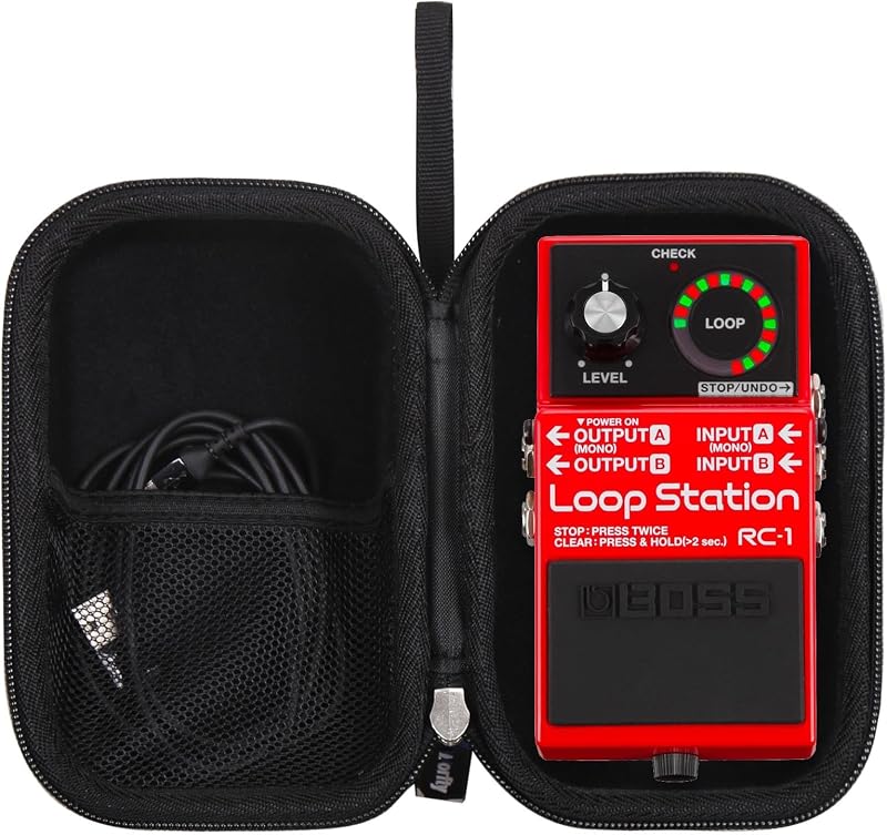 Estuche rígido para pedales de efectos de tamaño estándar Boss, bolsa compatible con pedal afinador cromático Boss RC-1/DS-1/TU-3/CH-1/CS-3/NS-2 - Caja de almacenamiento de viaje dura (negro)