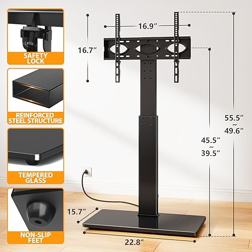 Miniatura 17 de TAVR - Base universal para TV de piso para televisores de 32 a 70 pulgadas de hasta 110 libras con soporte giratorio de altura ajustable, base de