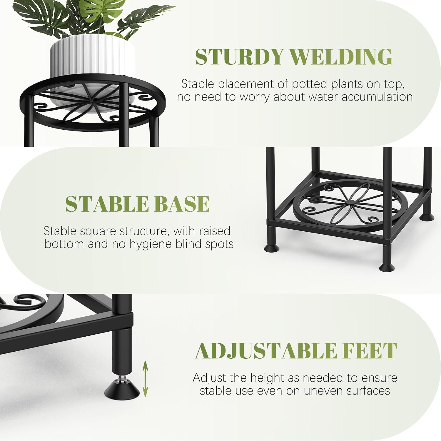 4 Tier Plant Stand Indoor Outdoor, Metal Shelf Holder Corner Black image 3