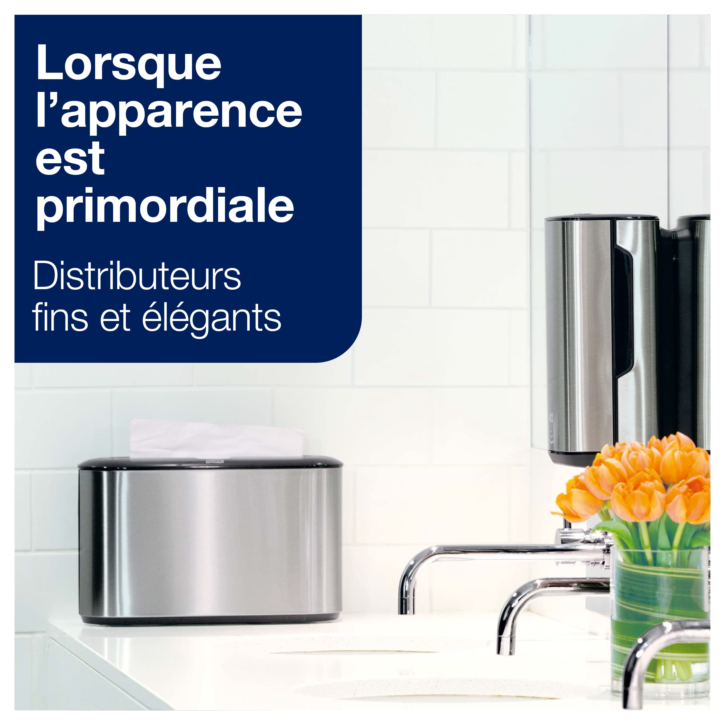 Tork Xpress Distributeur pour Essuie-mains interfoliés - 460005 - Image Design - Distributeur H2 pour papier d'essuyage feuille à feuille inox, Argent, Taille unique