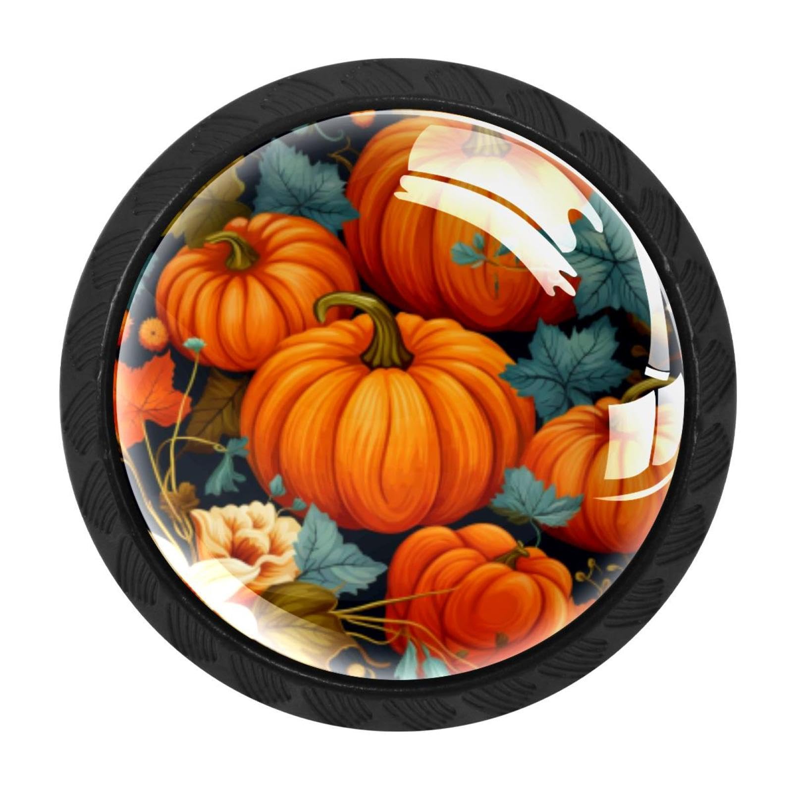 CHENZZZZ 4 pcs Thanksgiving Pumpkin Cabinet Knobs Crystal Drawer Pulls for Kitchen, Bathroom Cabinet, Dresser and Cupboard
