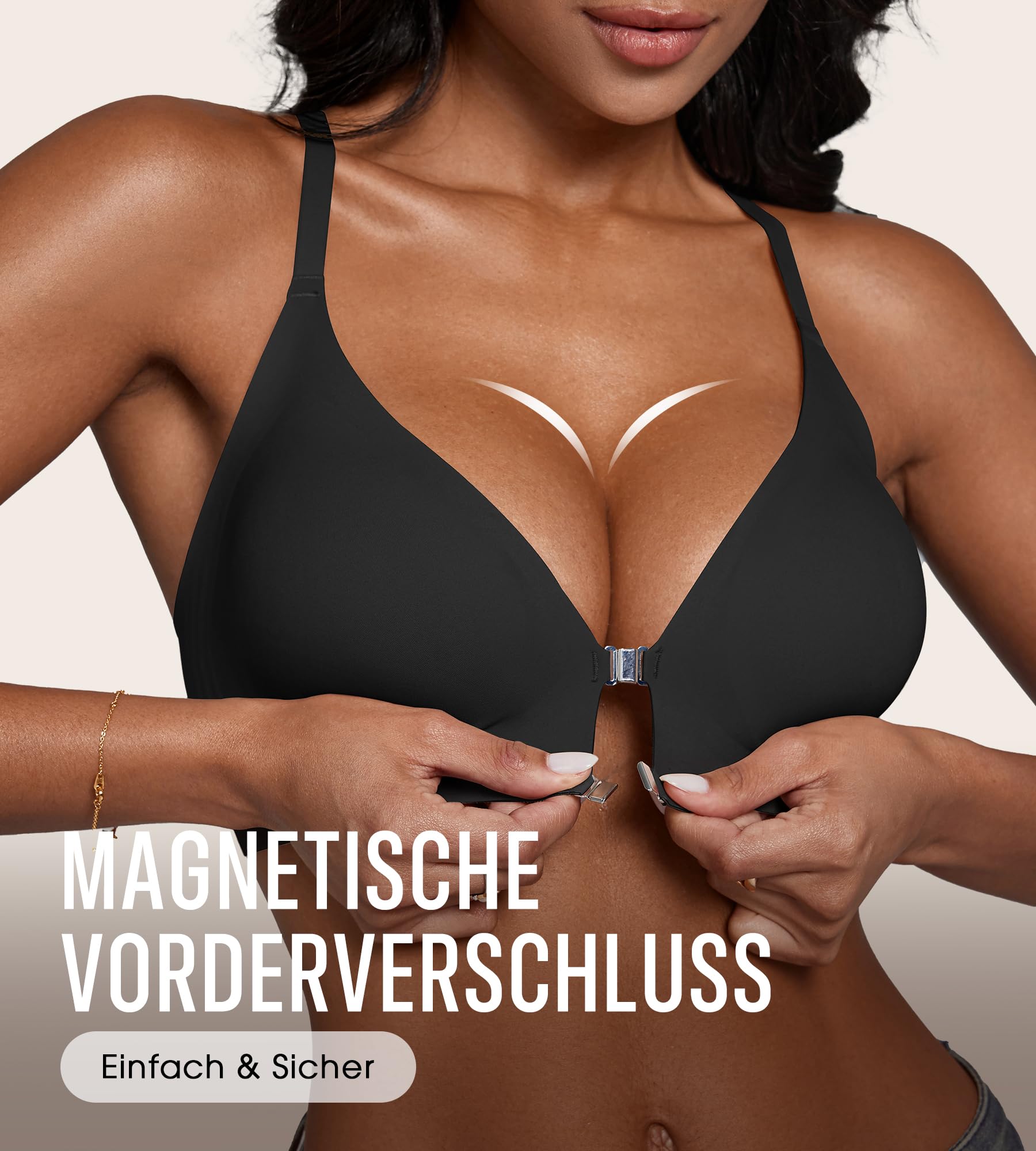 DEANGELMON BH Vorderverschluss Damen ohne Bügel Sexy Tiefer Ausschnitt Racerback T-Shirt BH Nahtloser Bralettes Bra