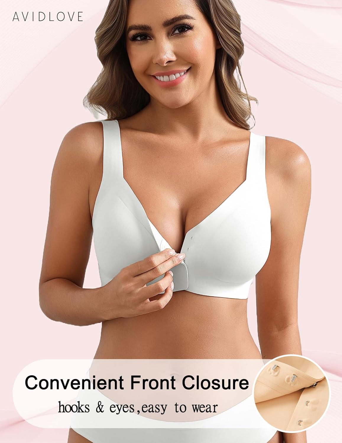 Avidlove Bras for Women No Underwire Front Closure Bra Seamless Bralette Full Coverage Everyday Bras Wireless Brassiere - Image 3