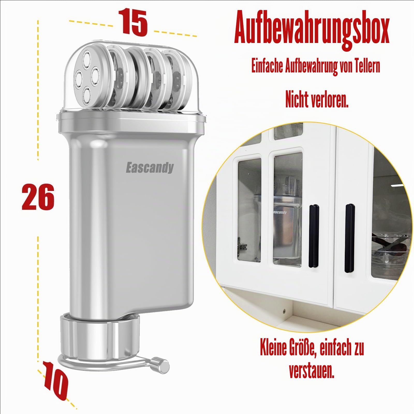 Eascandy Metall Gourmet Pasta Press Aufsatz für KitchenAid Standmixer - Langlebiger Metall Pasta Maker Aufsatz mit 5 austauschbaren Platten für frische hausgemachte Pasta